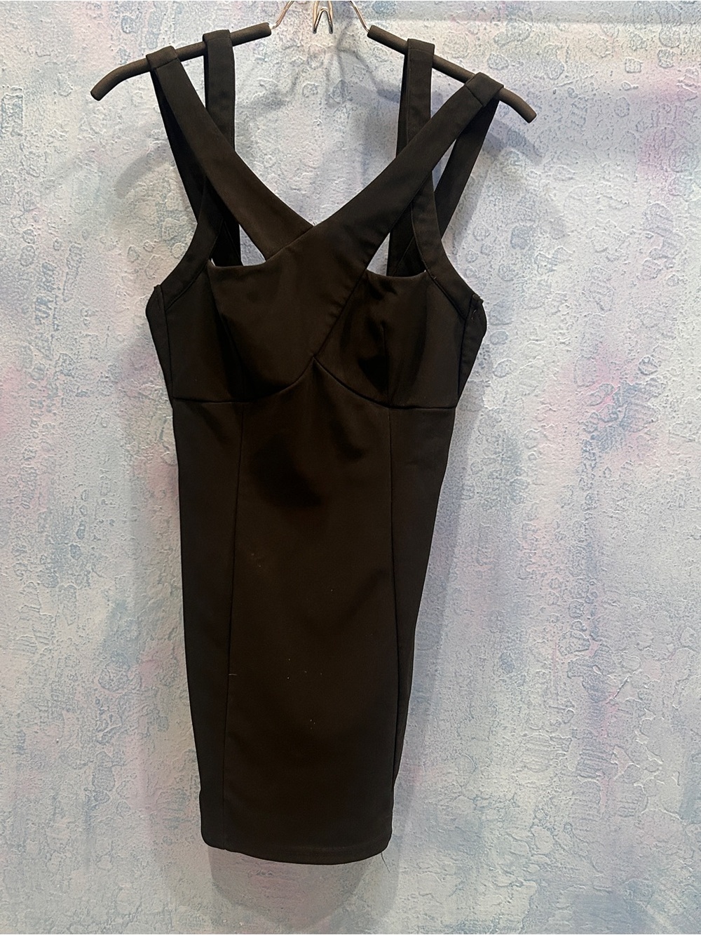 Tobi Black Cross-Strap Mini Sheath Dress